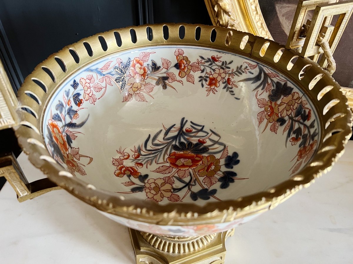 Coupe En Porcelaine D’imari Montée Sur Bronze - époque Napoleon III -photo-5