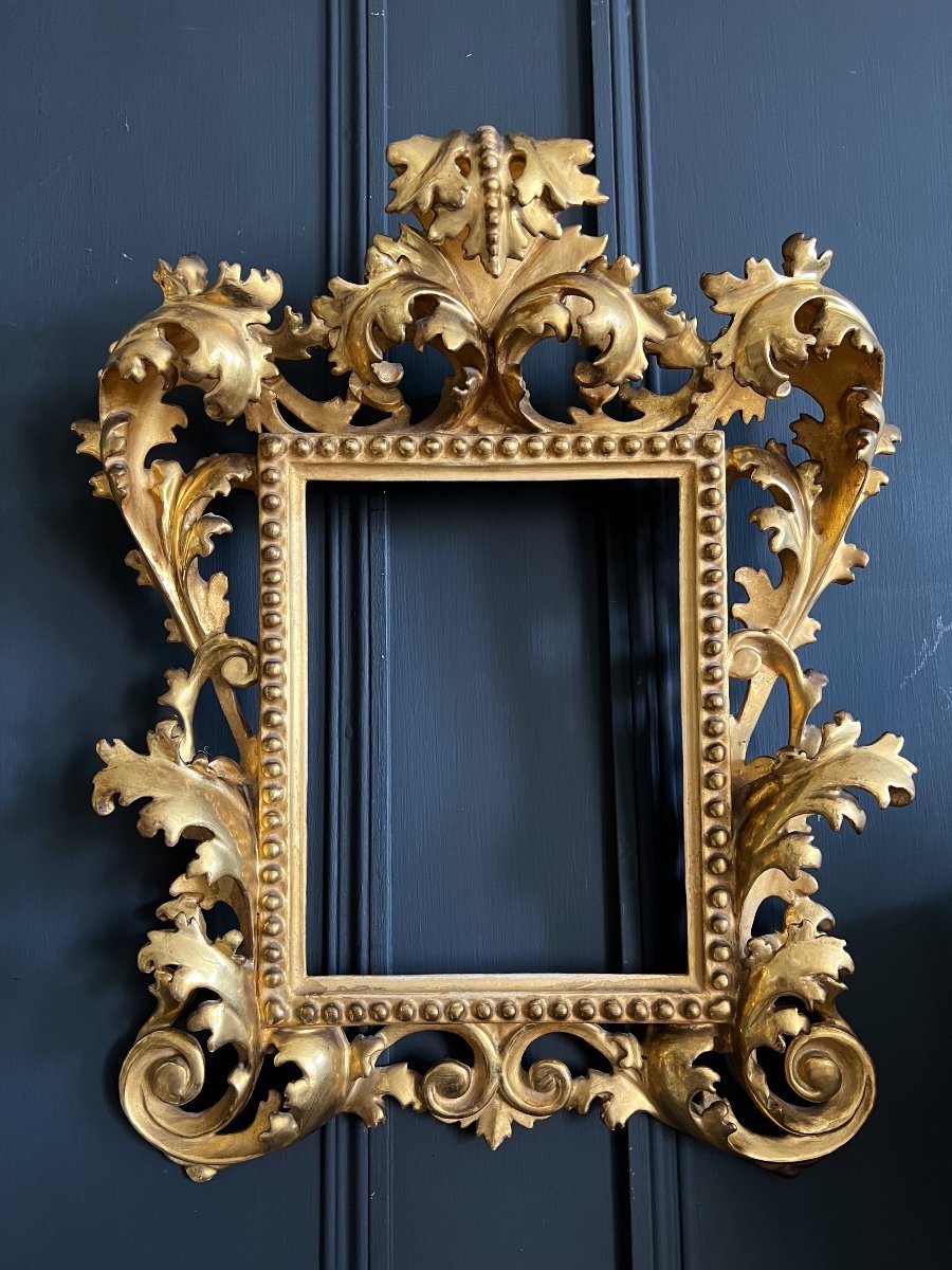 Pair Of 19th Century Italian Frames In Golden And Carved Wood-photo-3
