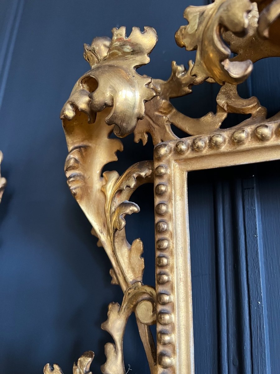 Pair Of 19th Century Italian Frames In Golden And Carved Wood-photo-5