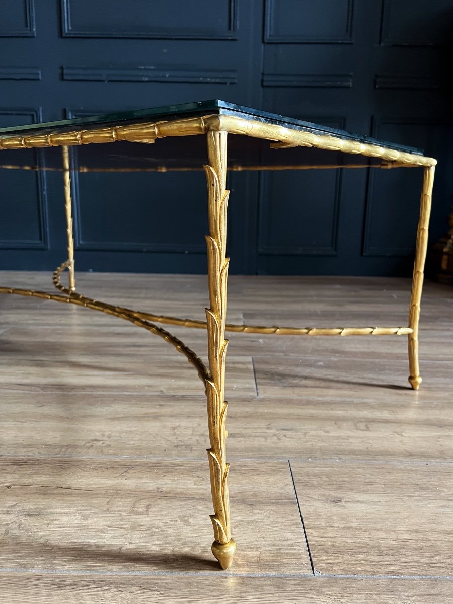 Maison Baguès: Coffee Table In Gilded Bronze And Rare Top In Japanese-style Chinese Lacquer-photo-2