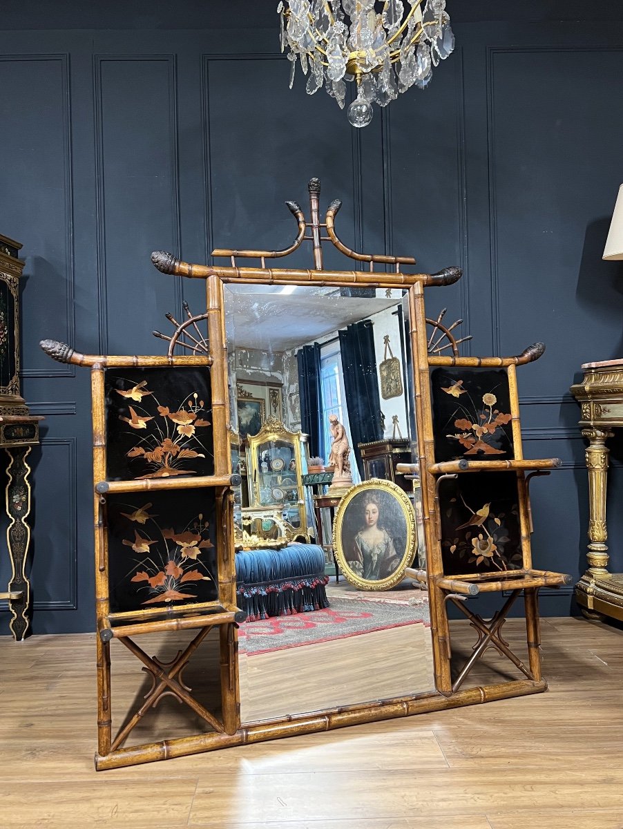 Miroir étagère Japonisant D’époque Napoléon III Attribué à Perret Et Vibert -photo-3