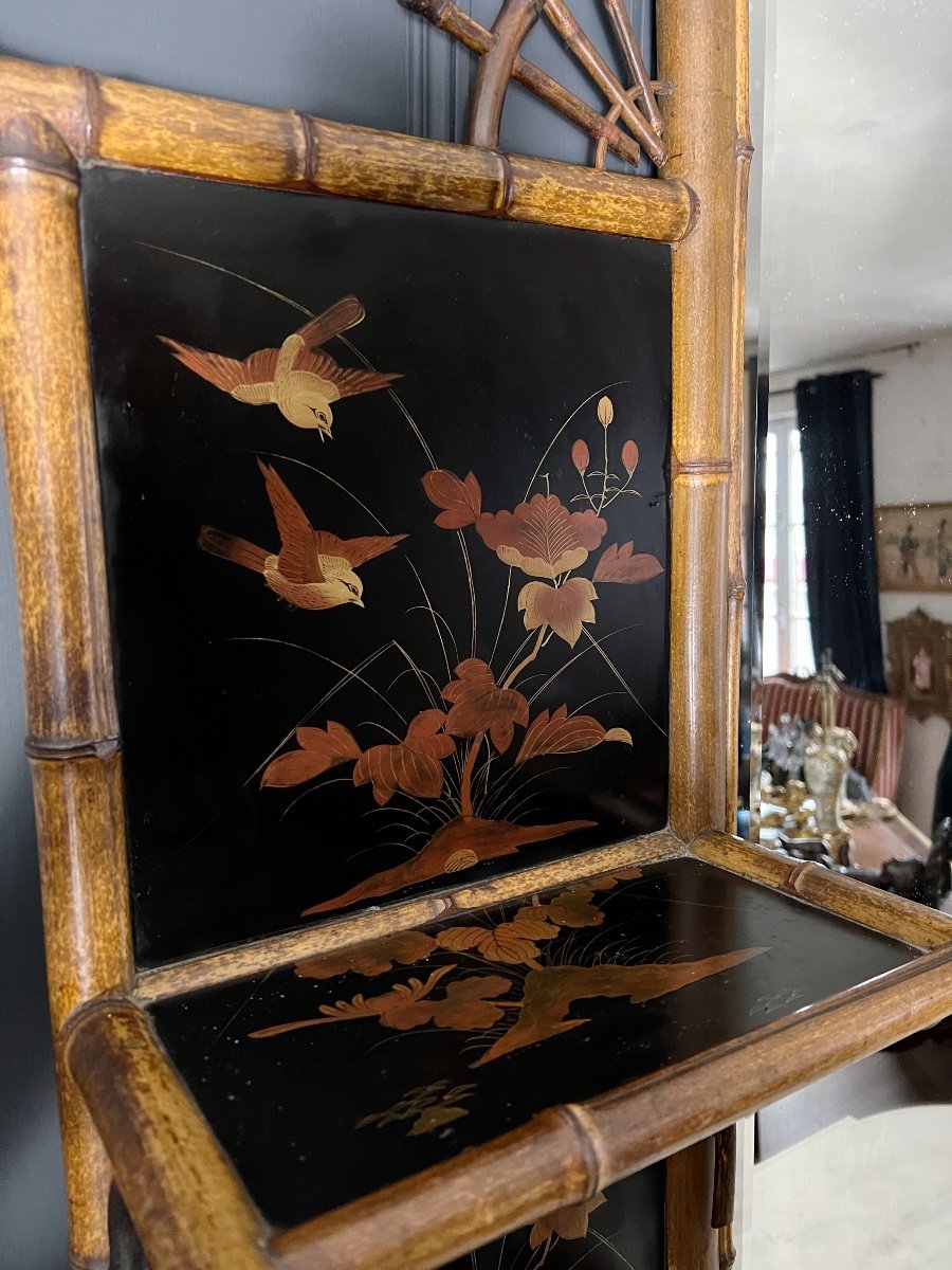 Miroir étagère Japonisant D’époque Napoléon III Attribué à Perret Et Vibert -photo-3