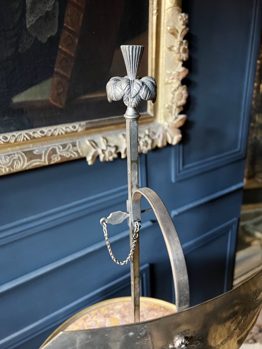 Lampe à écran / Bougeoir D’époque Louis XVI En Bronze Argenté - XVIIIe -photo-7