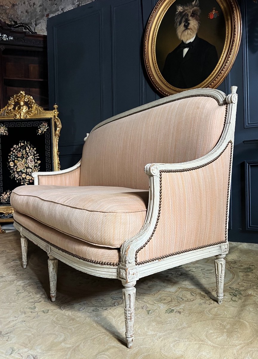 Louis XVI Period Sofa In Lacquered Wood - 18th Century-photo-1
