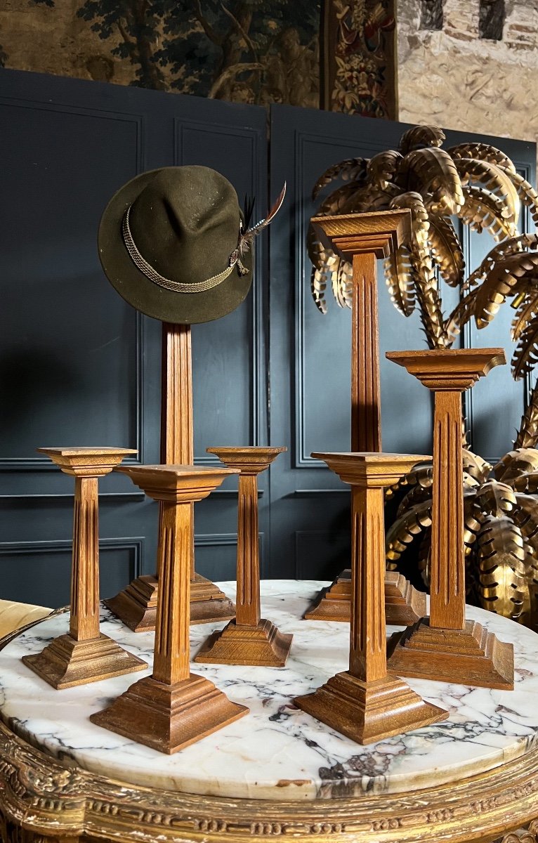 Series Of 7 “marottes” Hat Holders From Art Deco Period Stamped Siegel - 20th