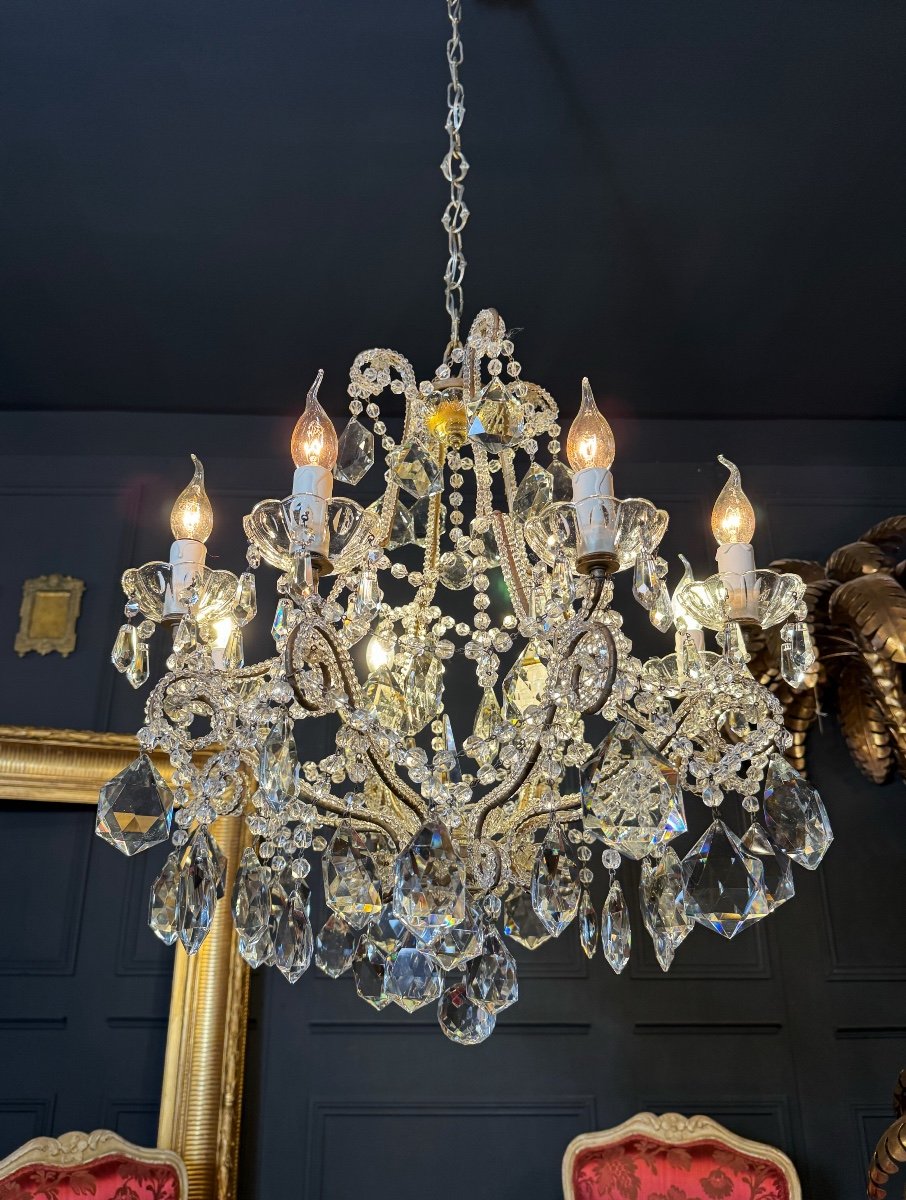 Venetian / Italian Chandelier In Glass And Crystal From The 1950s-photo-3
