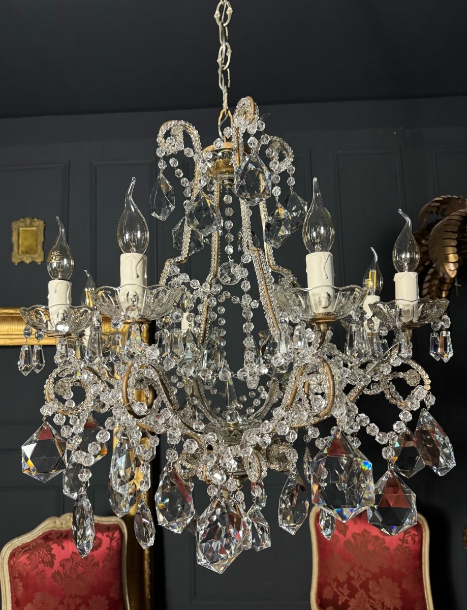 Venetian / Italian Chandelier In Glass And Crystal From The 1950s-photo-1