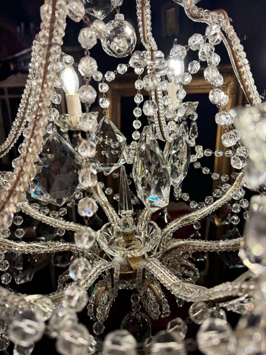 Venetian / Italian Chandelier In Glass And Crystal From The 1950s-photo-2