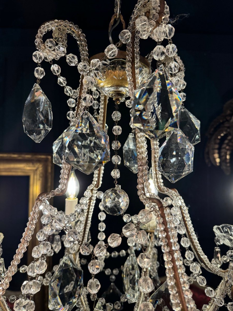 Venetian / Italian Chandelier In Glass And Crystal From The 1950s-photo-3