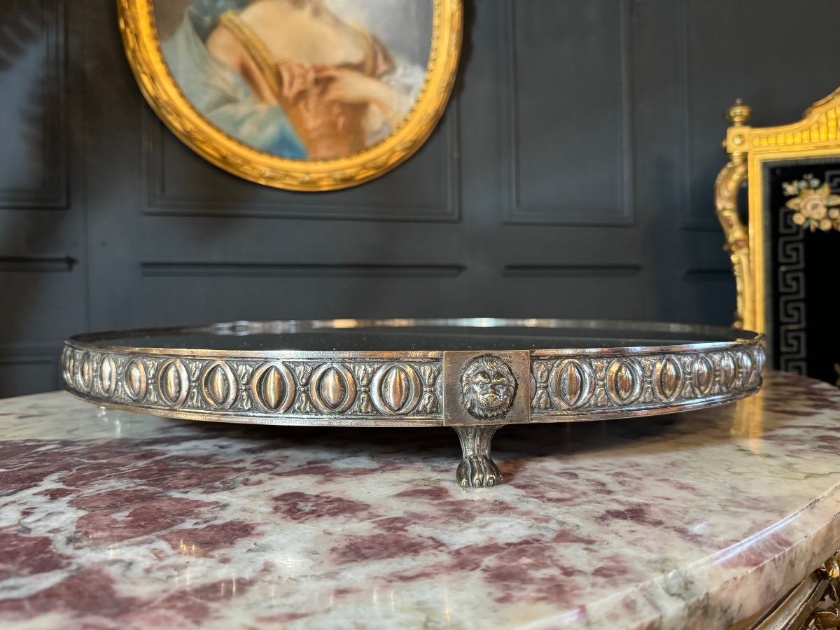 Surtout De Table D’époque Napoléon III En Bronze Argenté De Style Empire-photo-3