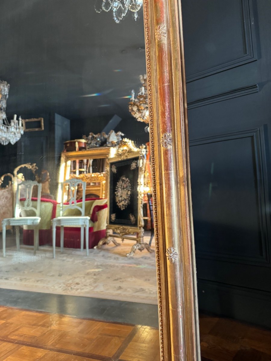 Miroir De Cheminée D’époque Napoléon III En Bois Doré à Décor De Putti - XIXe -photo-5