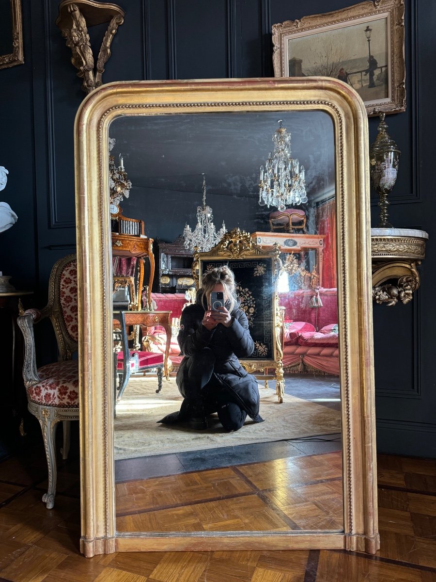 Miroir de cheminée D’époque Louis Philippe En Bois Doré (h1m33xl84cm) -photo-2