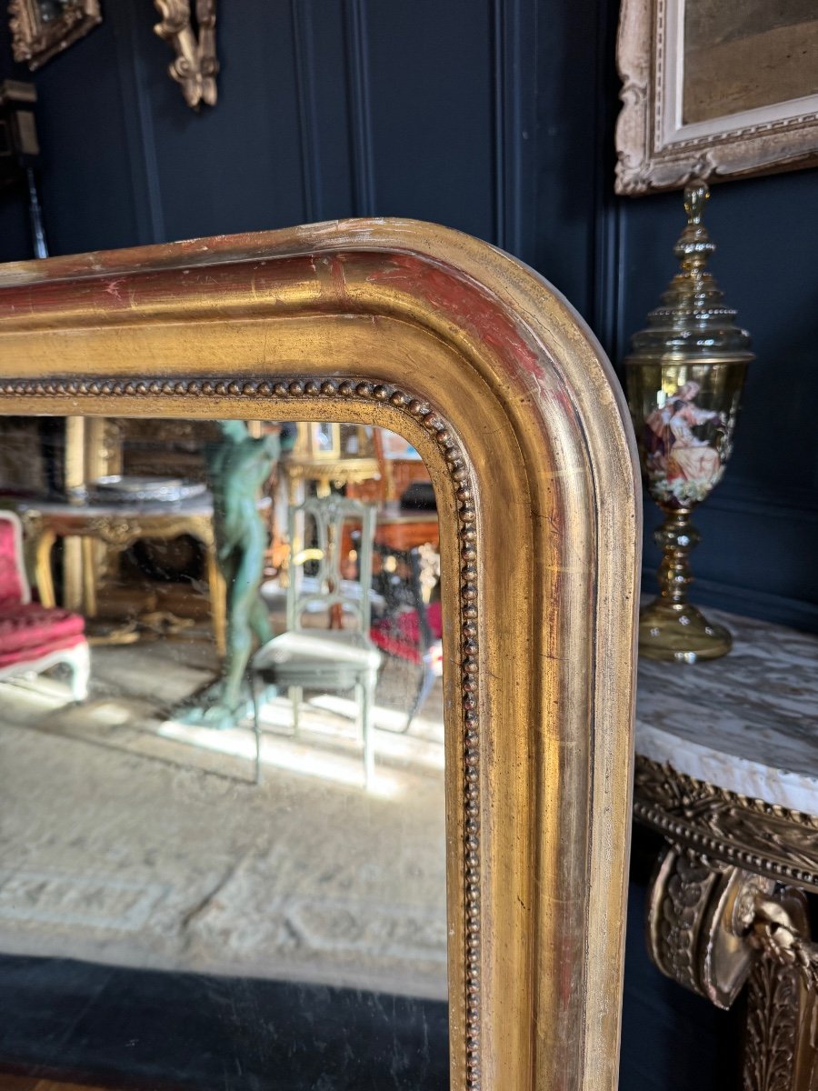 Miroir de cheminée D’époque Louis Philippe En Bois Doré (h1m33xl84cm) -photo-4