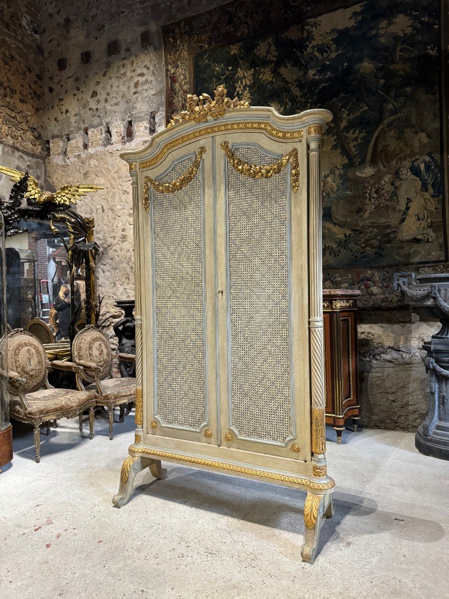 Triptych Mirror In Gilded And Carved Wood In Louis XVI Style-photo-3
