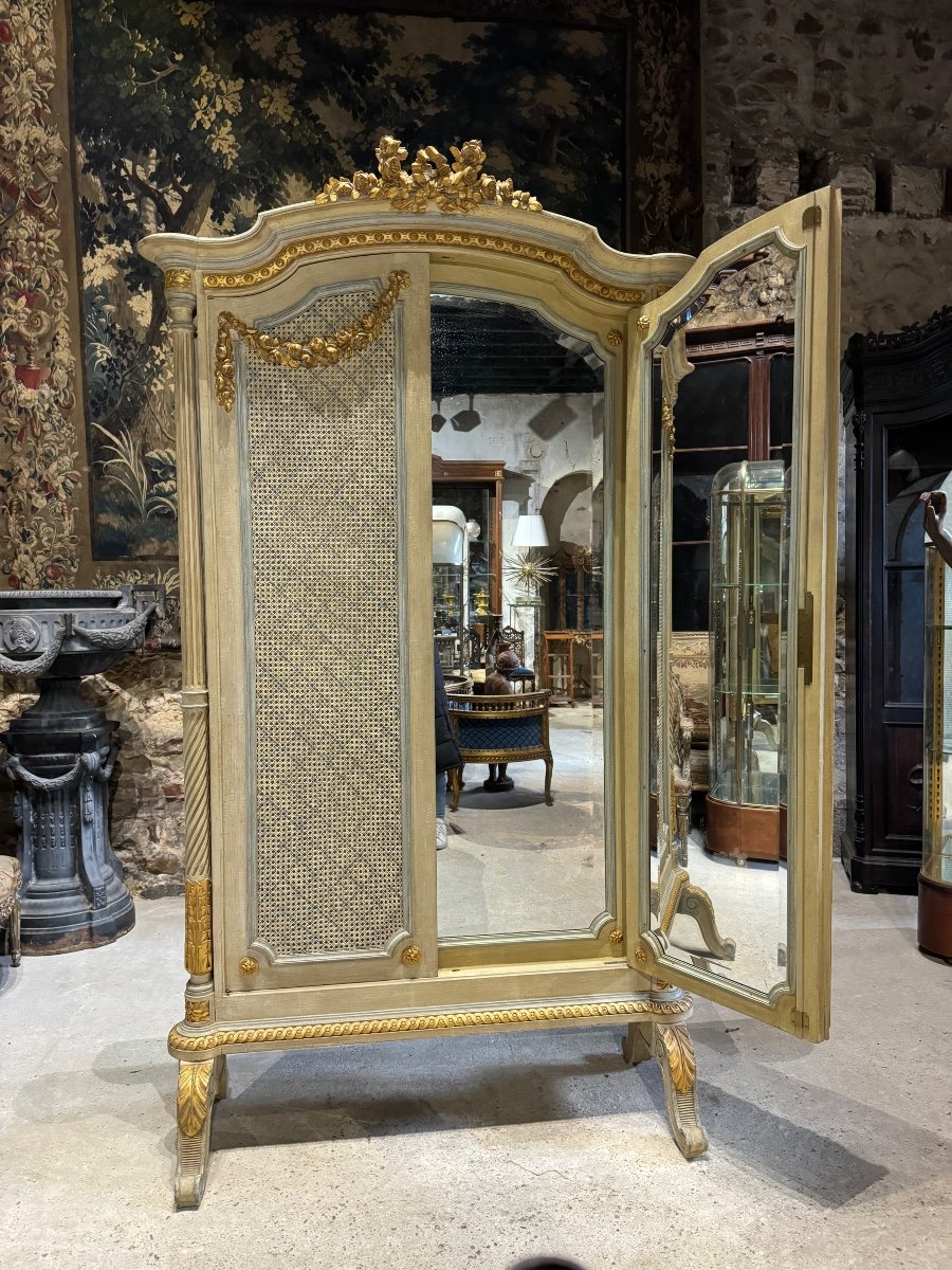 Triptych Mirror In Gilded And Carved Wood In Louis XVI Style-photo-4