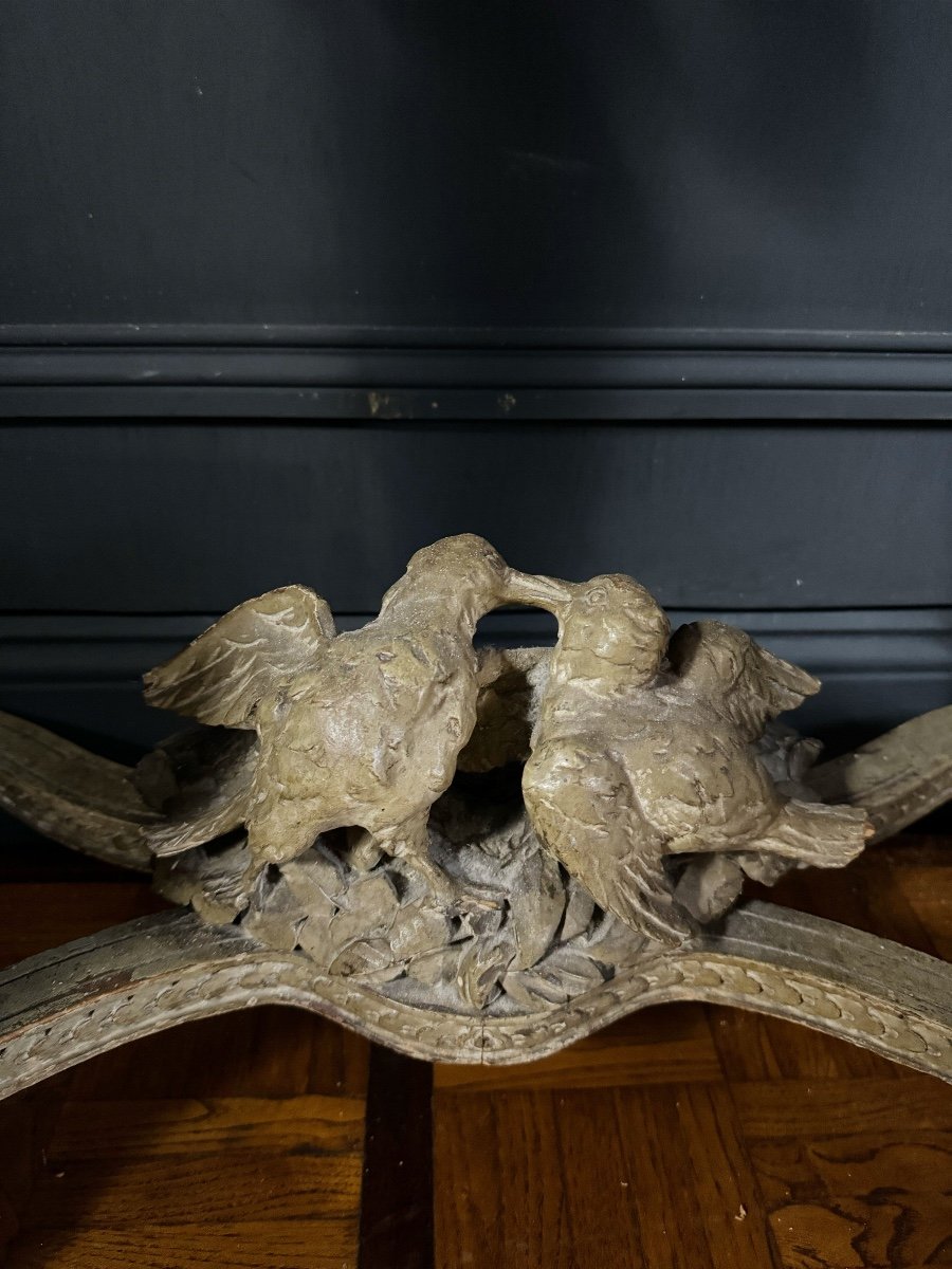 Console With 4 Legs From The 19th Century Decorated With Garlands And Doves, Louis XVI Style-photo-3