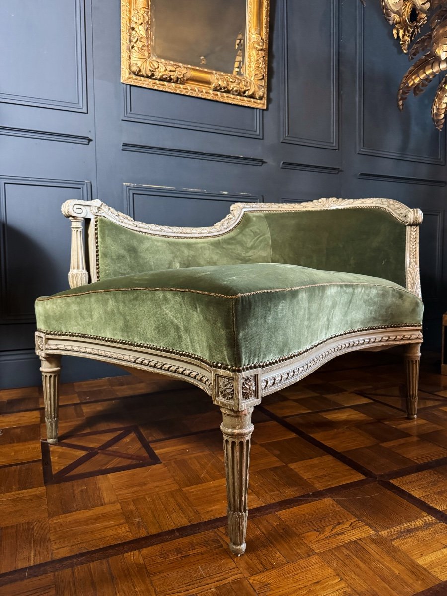 19th Century Broken Duchess In Louis XVI Style Painted Wood-photo-2