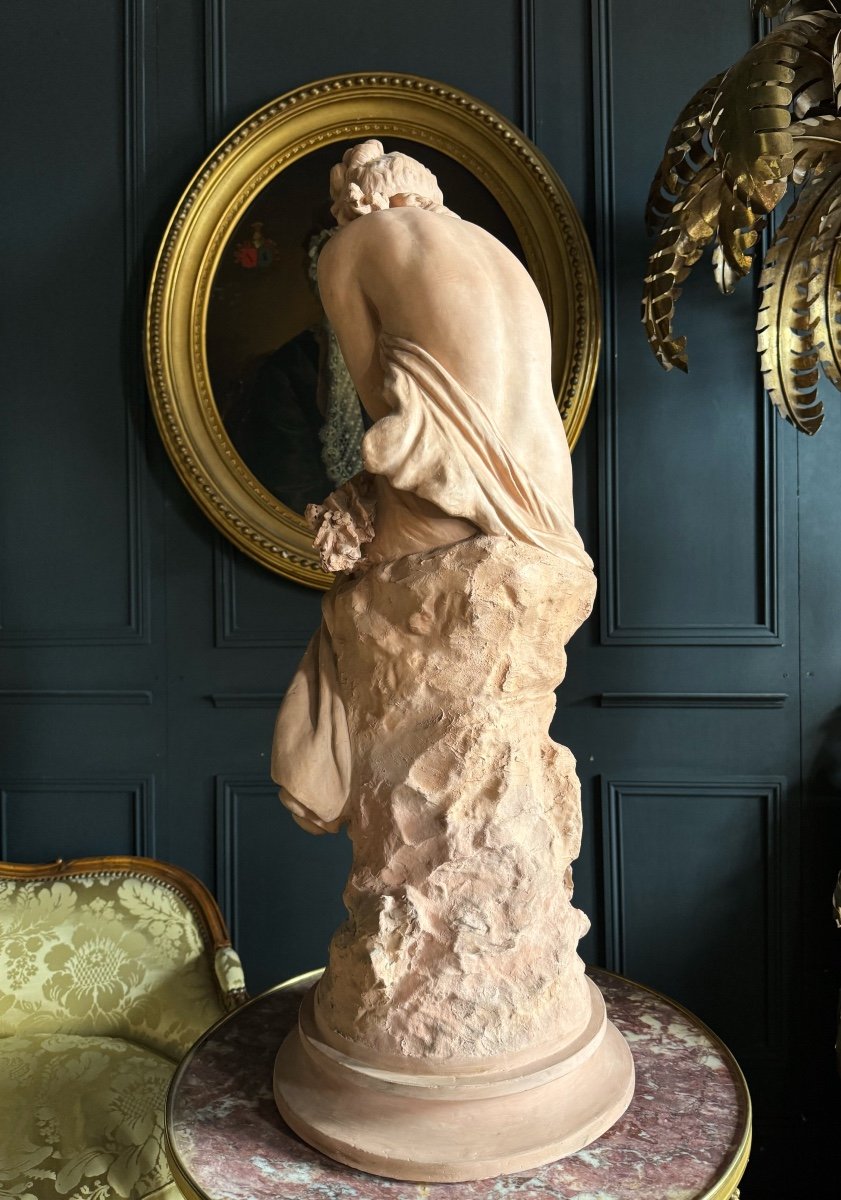 Moreau Mathurin (xixe) : Sculpture En Terre Cuite Représentant  » La Frileuse  » Sur Son Socle-photo-7