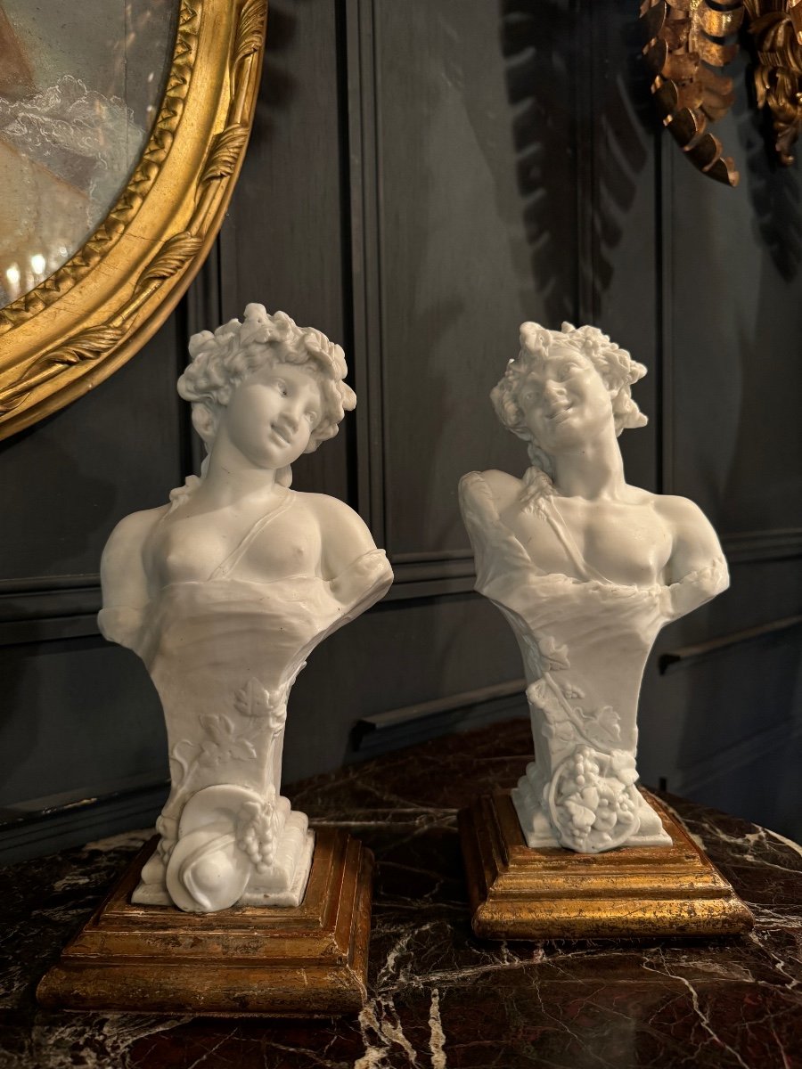 Pair Of Biscuit Sculptures From The End Of The 19th Century Signed Clodion-photo-2