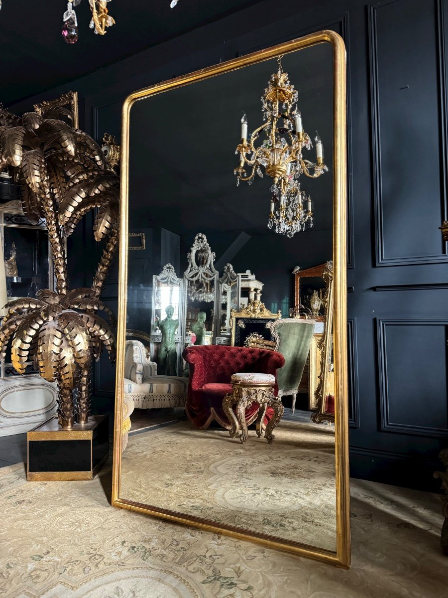Miroir De Cheminée D’époque Louis Philippe En Bois Doré (1m88x1m03) XIXe  -photo-2