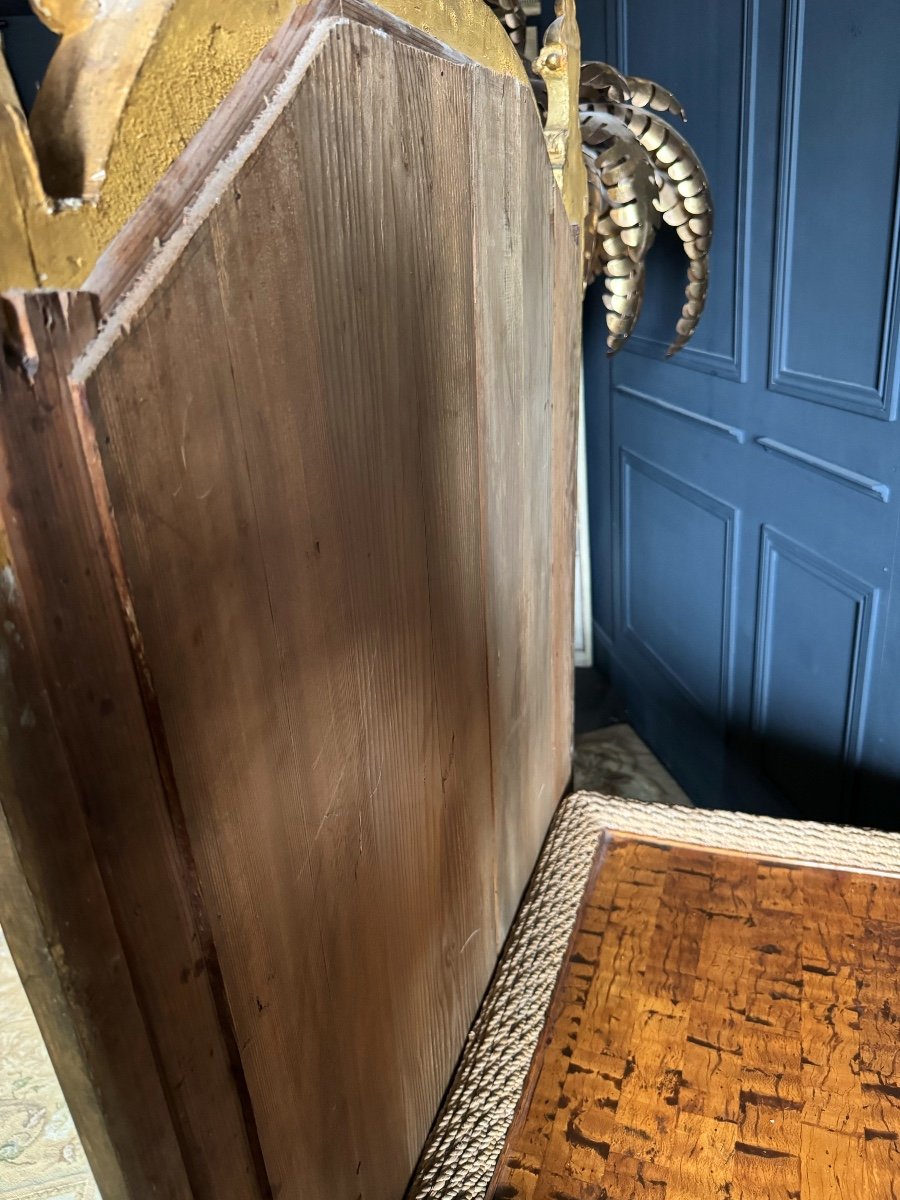 Miroir De Cheminée D’époque Napoléon III En Bois Doré Avec Sa Glace Au Mercure - XIXe -photo-8