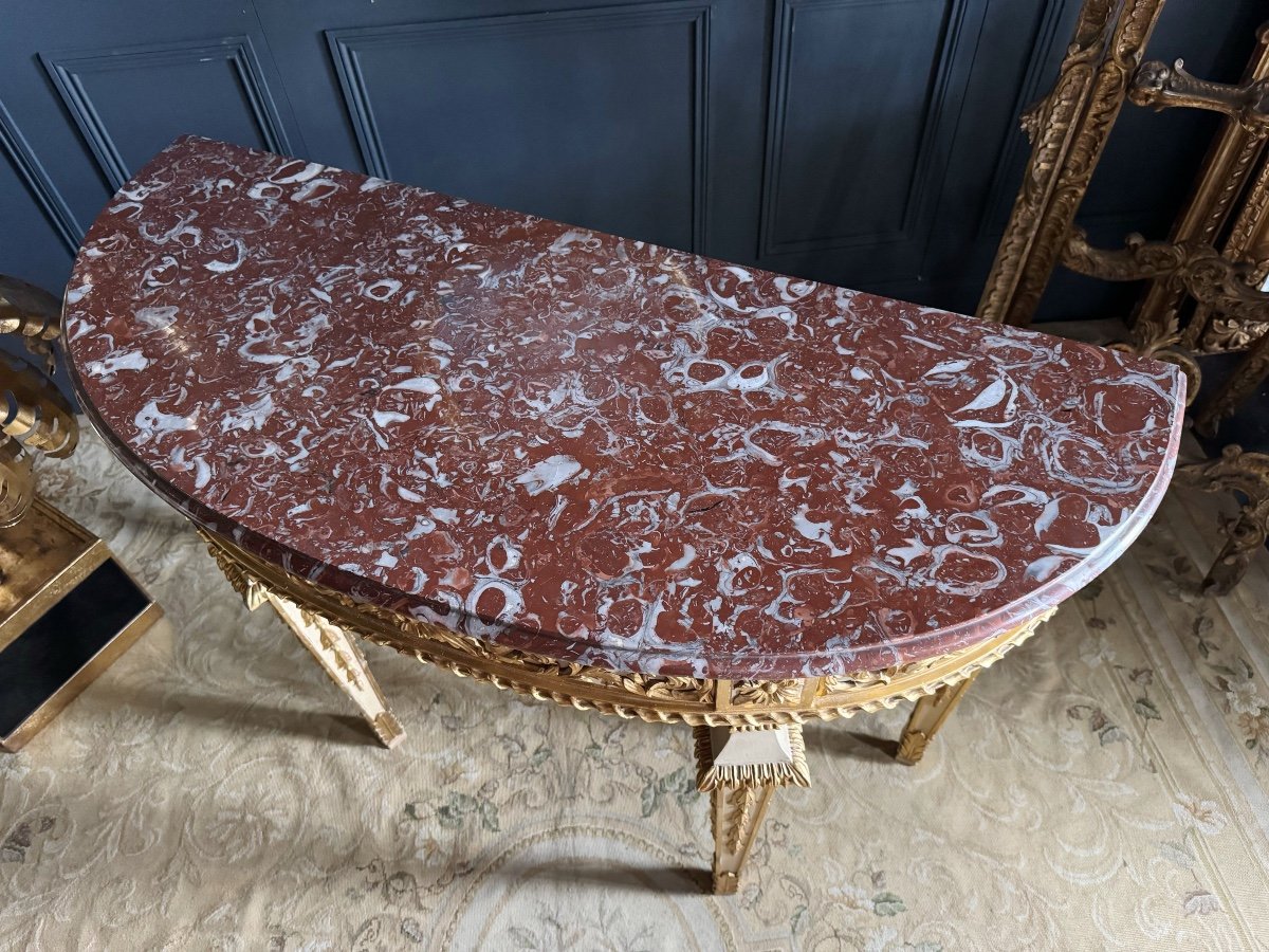 Console From The End Of The 19th Century In Gilded And Painted Wood In Louis XVI Style-photo-6