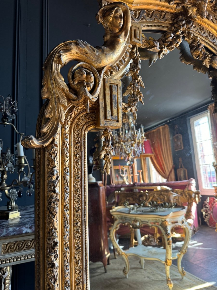 Miroir De Cheminée D’époque Napoléon III En Bois Doré - XIXe -photo-3