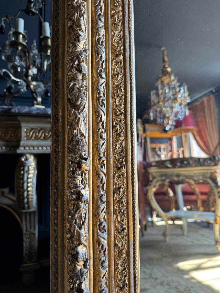 Miroir De Cheminée D’époque Napoléon III En Bois Doré - XIXe -photo-4