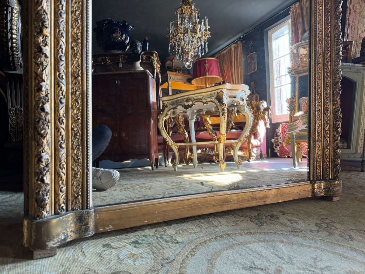 Miroir De Cheminée D’époque Napoléon III En Bois Doré - XIXe -photo-5