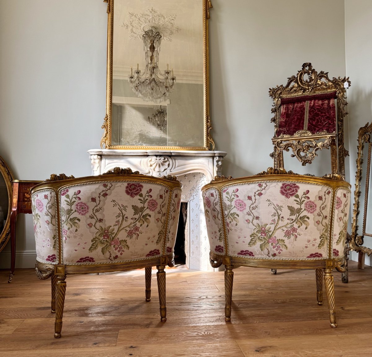 Napoleon III Period Living Room In Gilded And Carved Wood In Louis XVI Style - 19th Century -photo-8