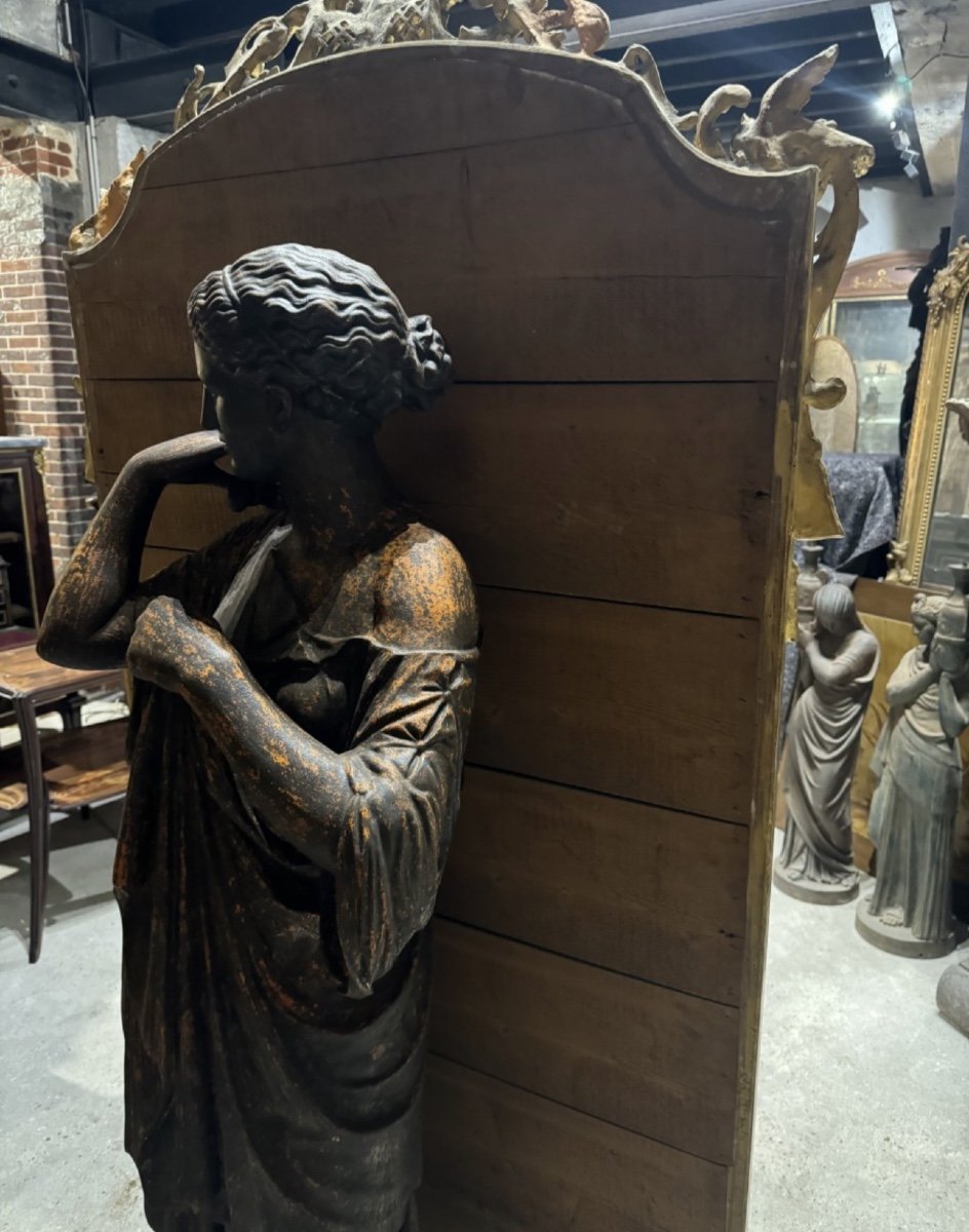 Napoleon III Period “swallow” Fireplace Mirror In Gilded And Carved Wood - 19th Century -photo-8