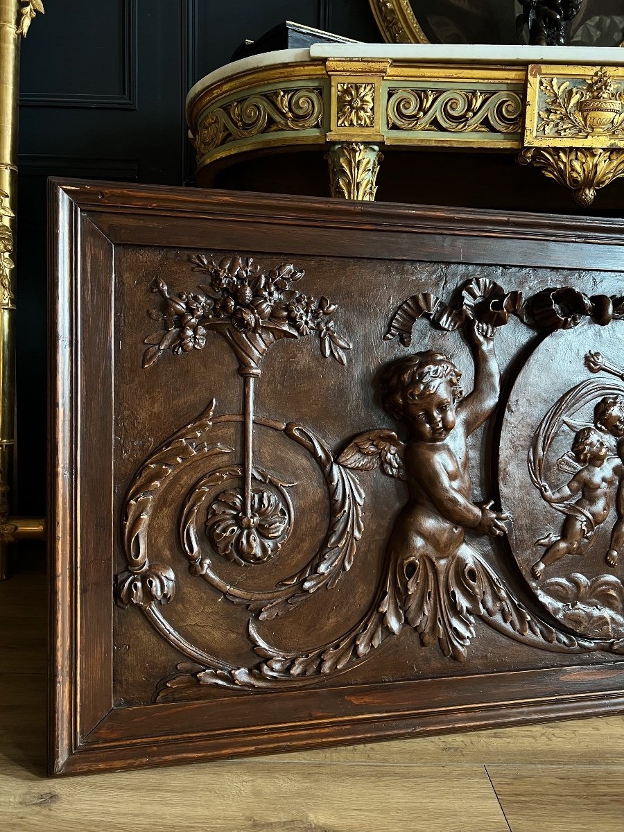 Louis XVI Style Door Top With Putti Decor-photo-1