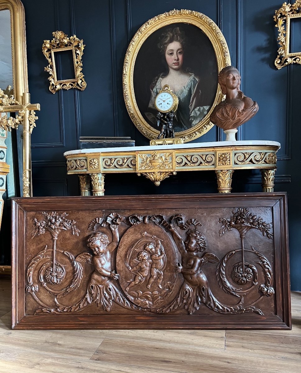 Louis XVI Style Door Top With Putti Decor