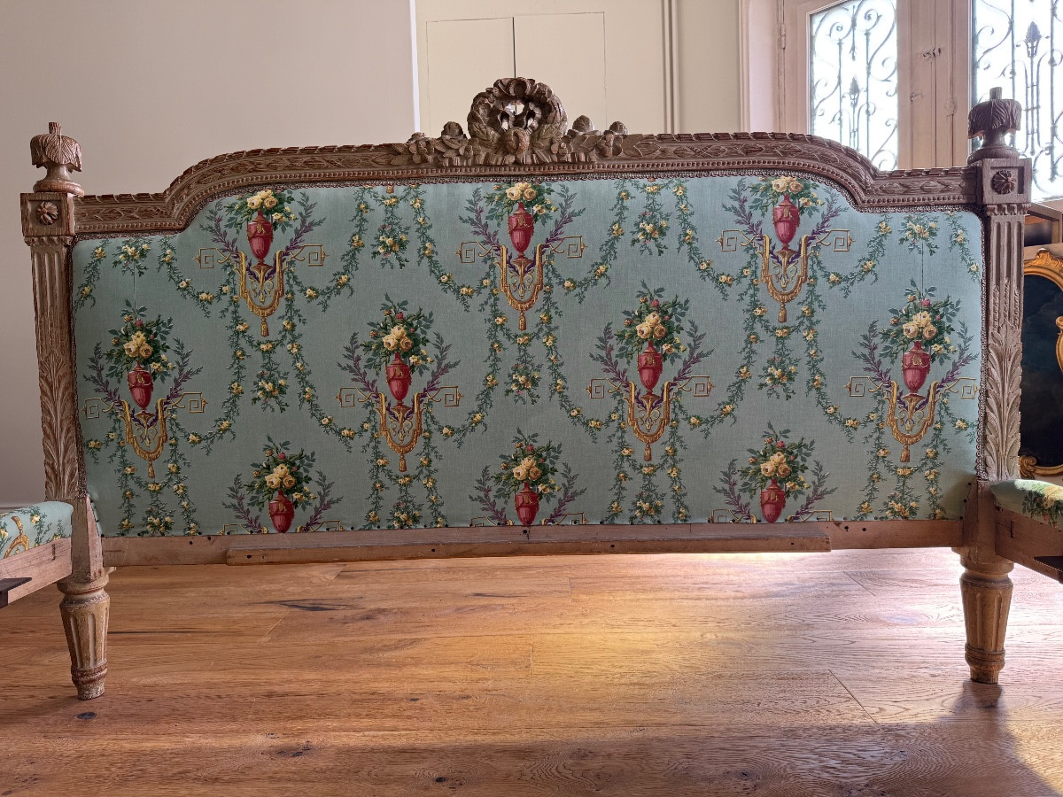 Lit De La Fin Du XIXe Siècle En Bois Patiné De Style Louis XVI-photo-7