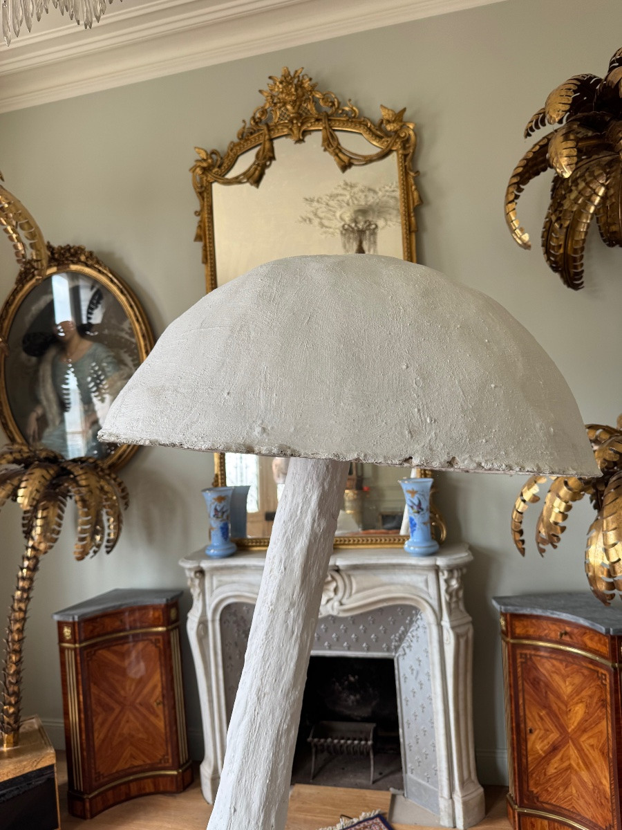 Large Cement And Plaster Floor Lamp From The 1980s In The Shape Of A Mushroom - 20th Century -photo-2