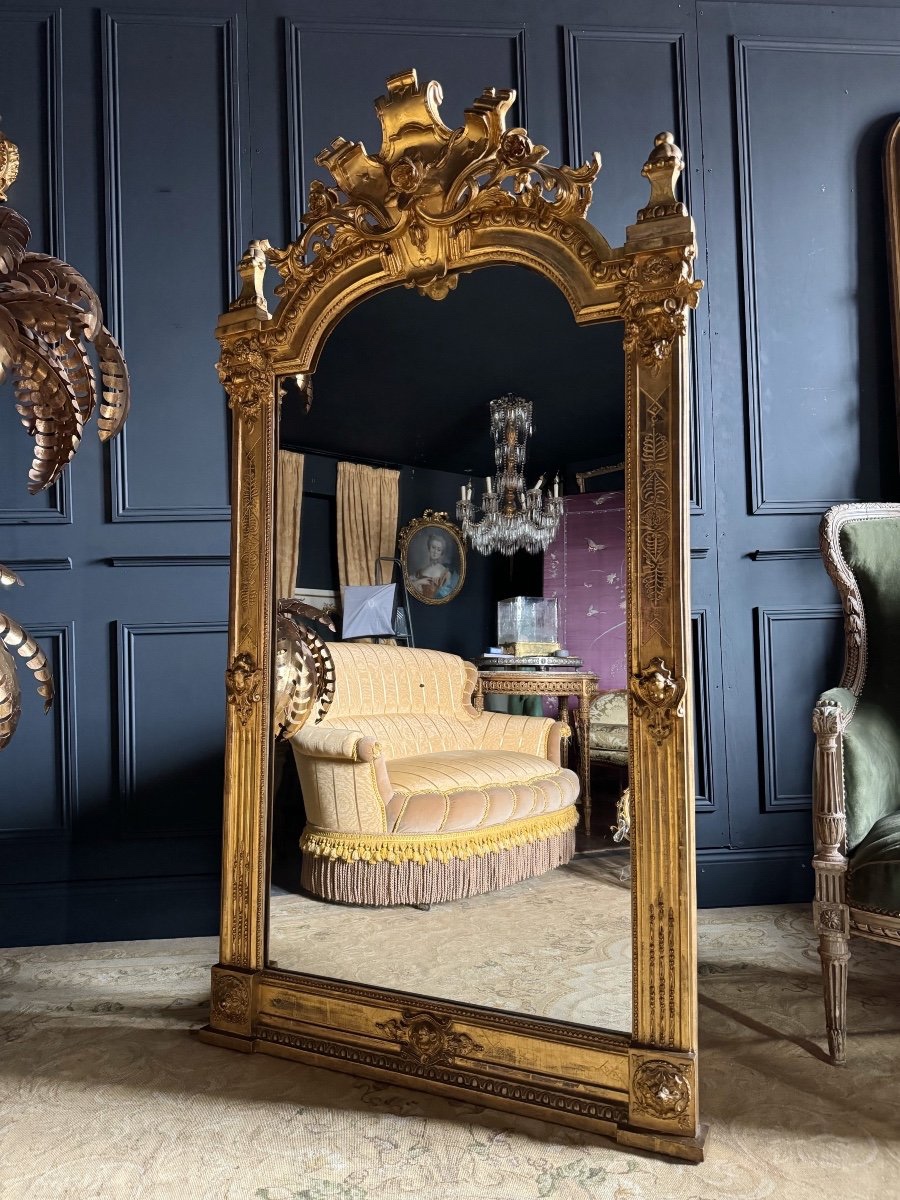 Napoleon III Period Giltwood Fireplace Mirror With Mercury Glass - 19th Century-photo-3