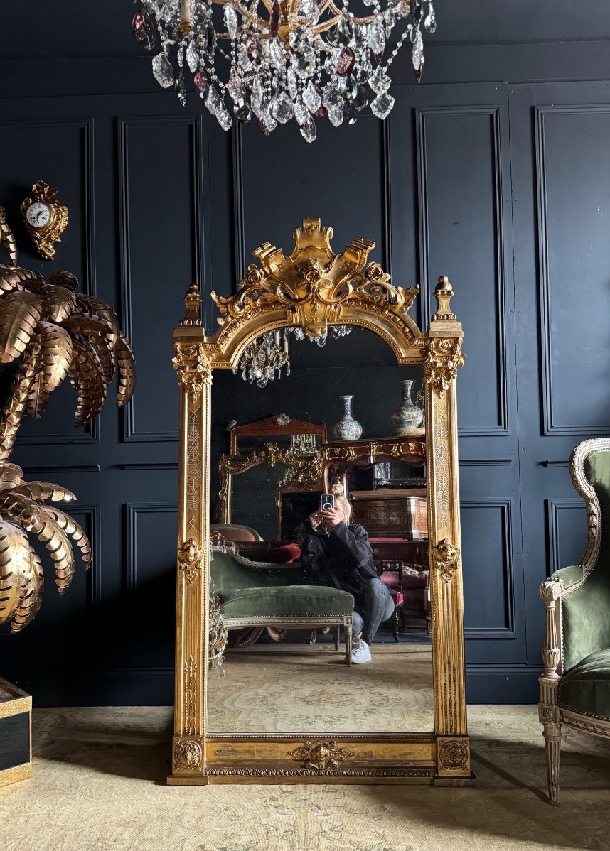 Napoleon III Period Giltwood Fireplace Mirror With Mercury Glass - 19th Century-photo-4