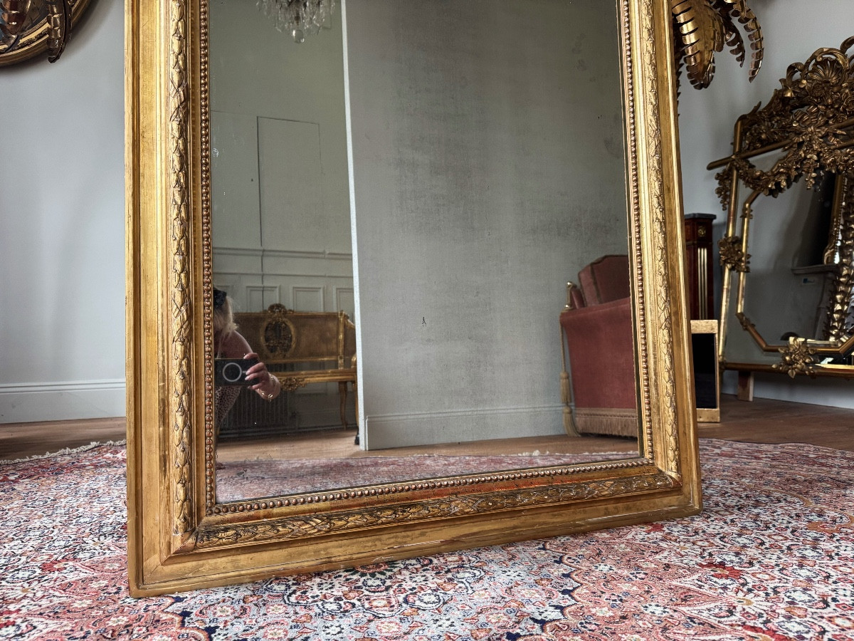 Late 19th Century Giltwood Mirror With Bird Decoration -photo-4