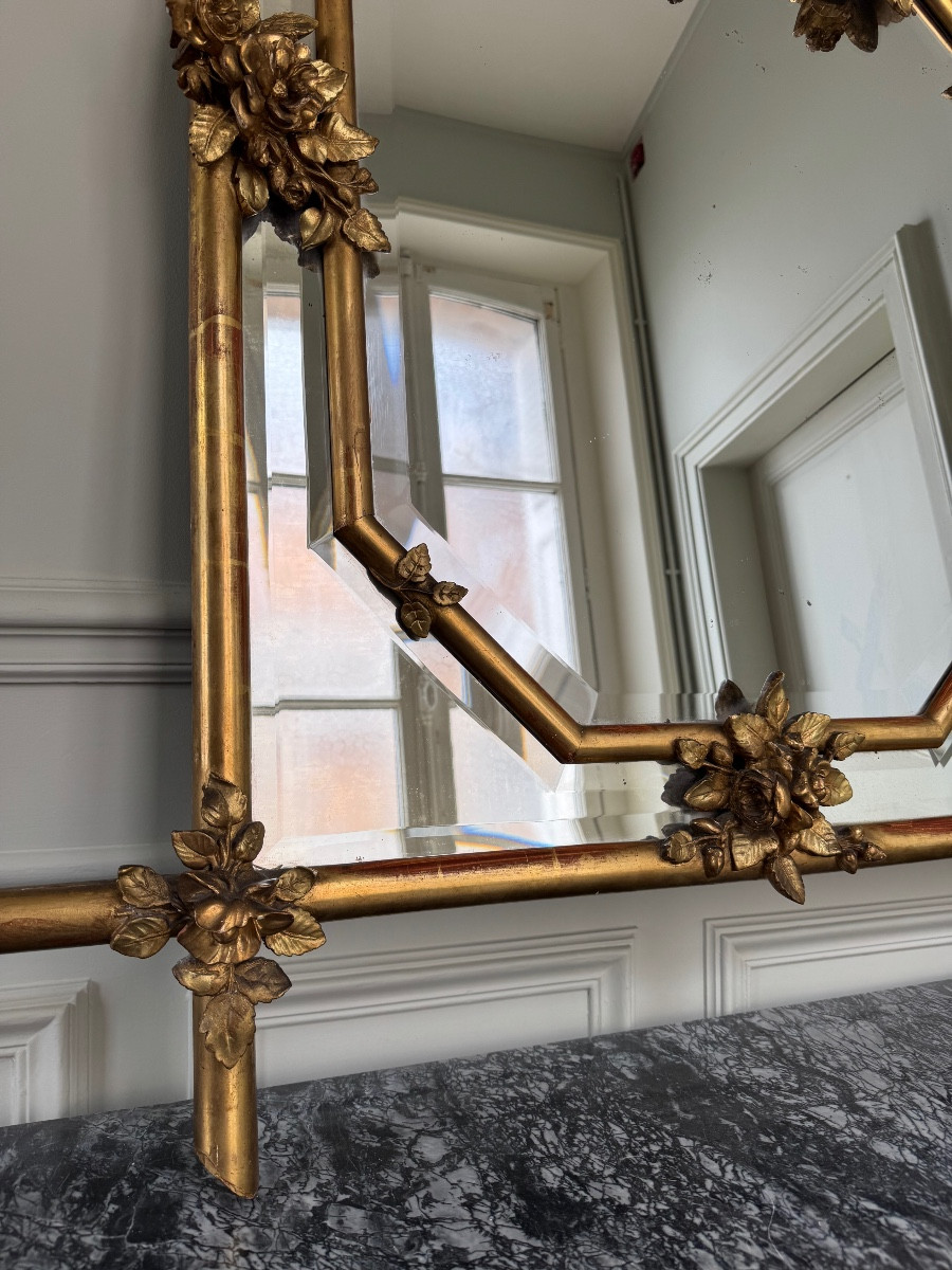 Late 19th Century Bamboo Mirror In Gilded Wood -photo-4