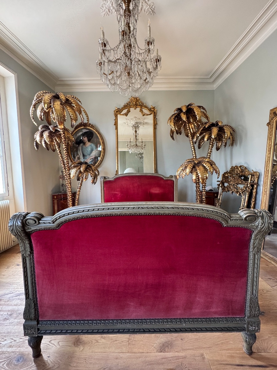 Late 19th Century Painted Wooden Bed - Louis XVI Style-photo-2