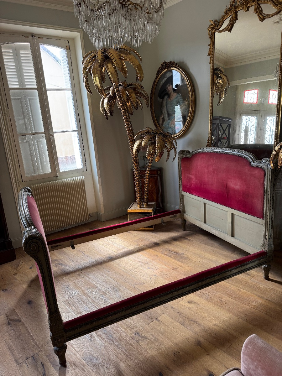 Late 19th Century Painted Wooden Bed - Louis XVI Style-photo-4