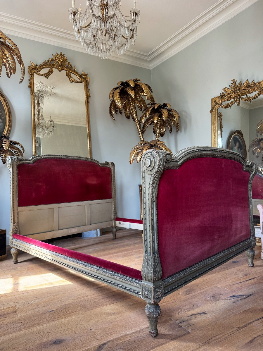 Late 19th Century Painted Wooden Bed - Louis XVI Style-photo-1