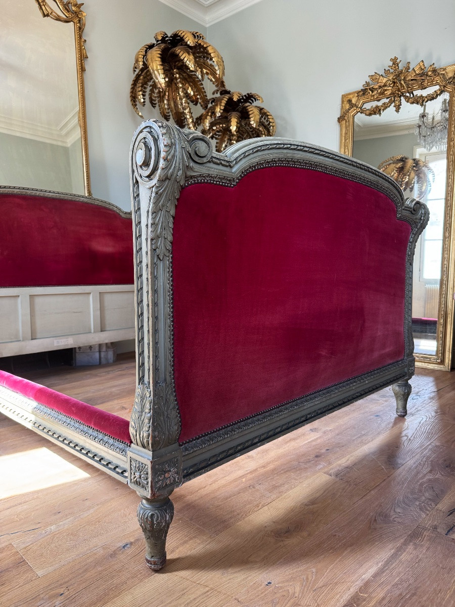 Late 19th Century Painted Wooden Bed - Louis XVI Style-photo-4