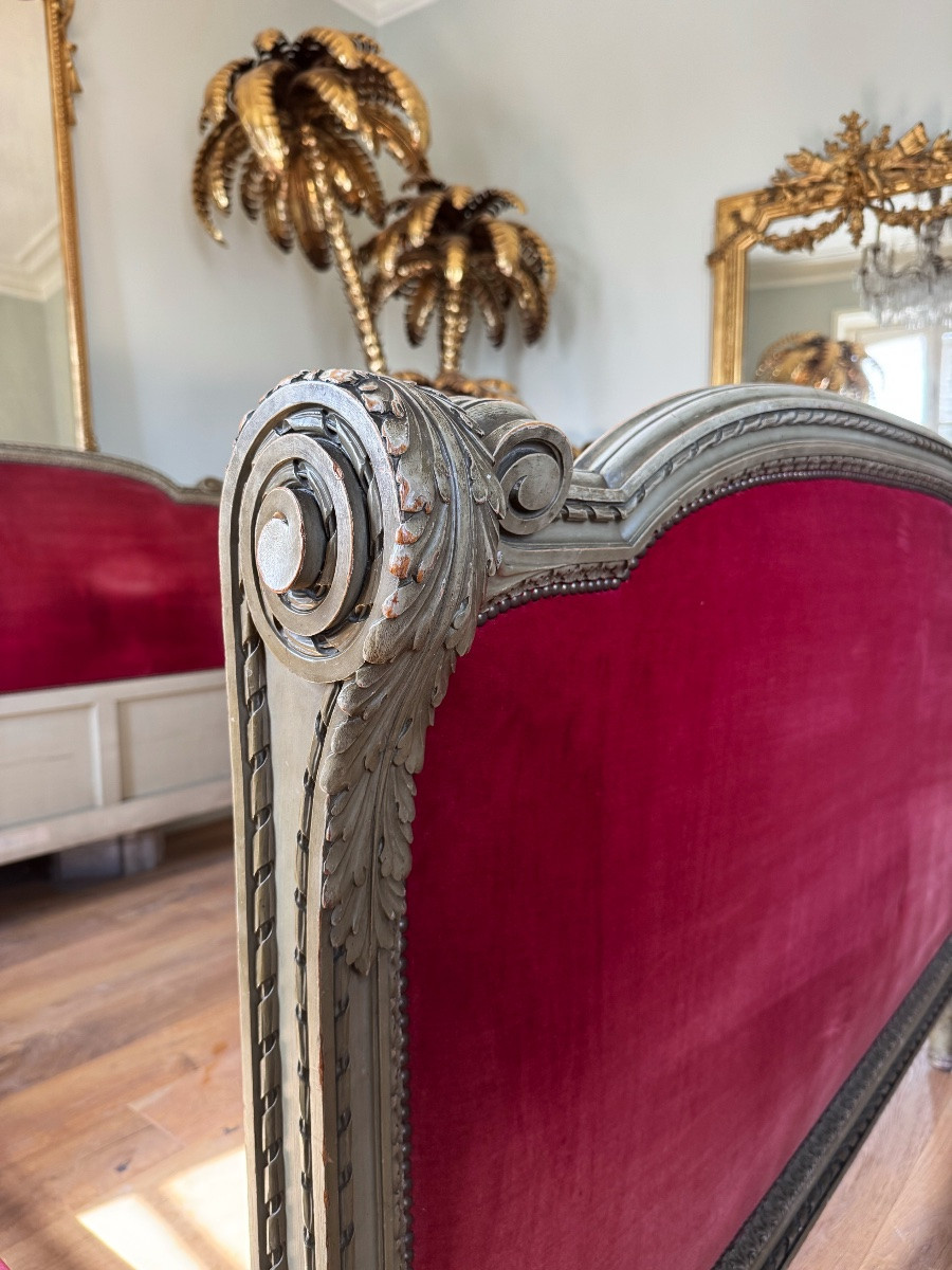 Late 19th Century Painted Wooden Bed - Louis XVI Style-photo-5