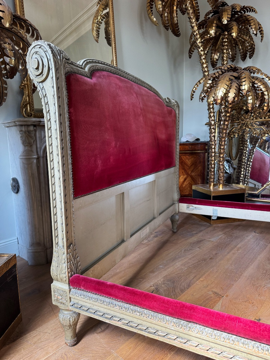 Late 19th Century Painted Wooden Bed - Louis XVI Style-photo-6