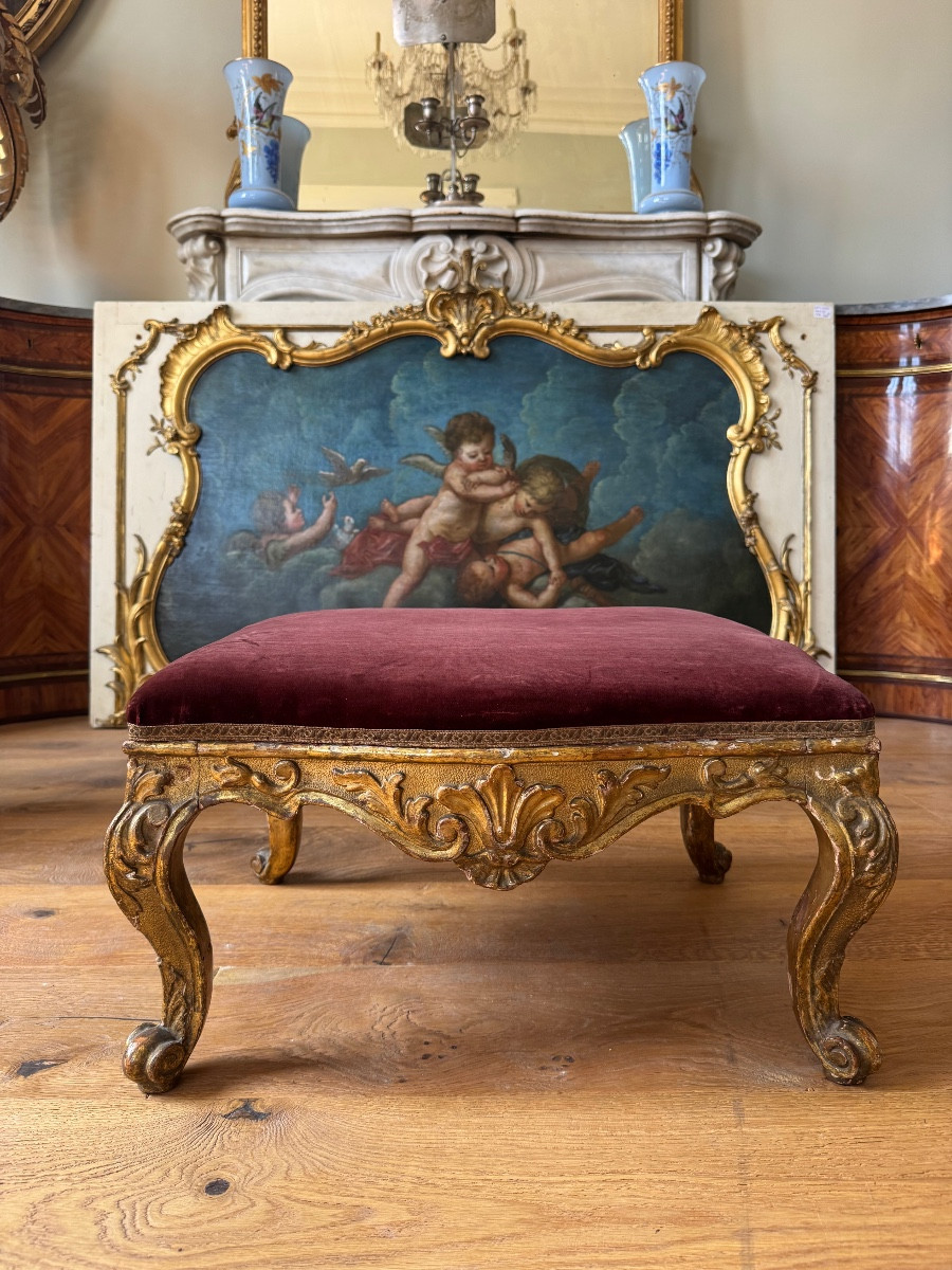 18th Century Italian Giltwood Footstool-photo-2