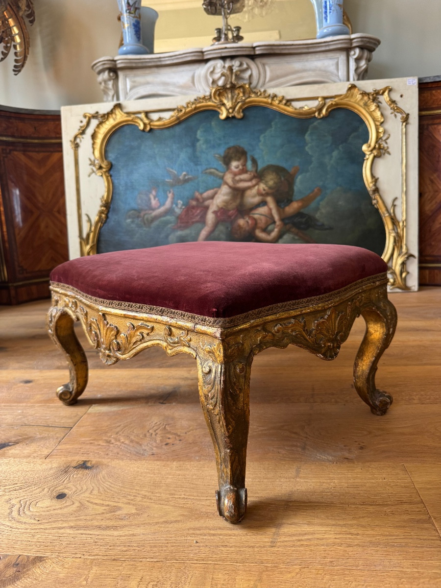 18th Century Italian Giltwood Footstool-photo-3