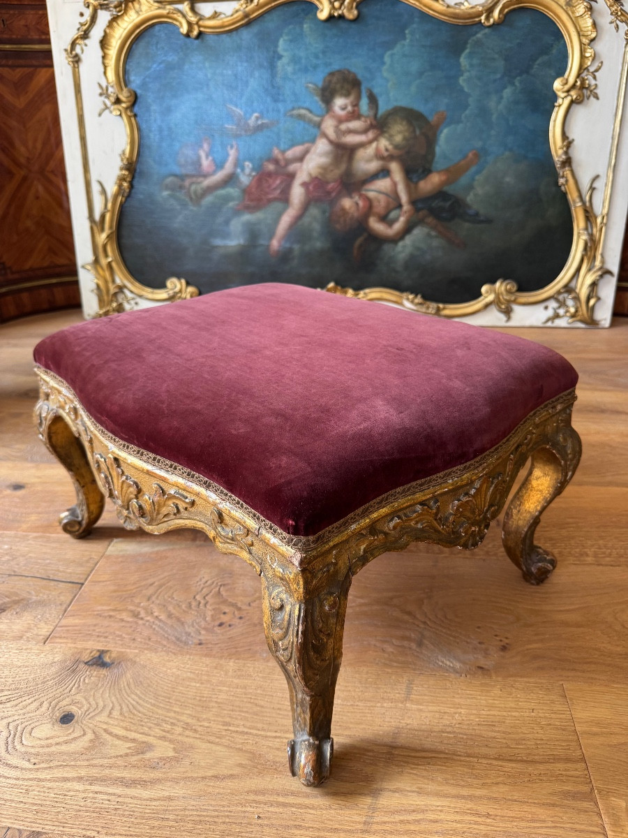 18th Century Italian Giltwood Footstool-photo-4