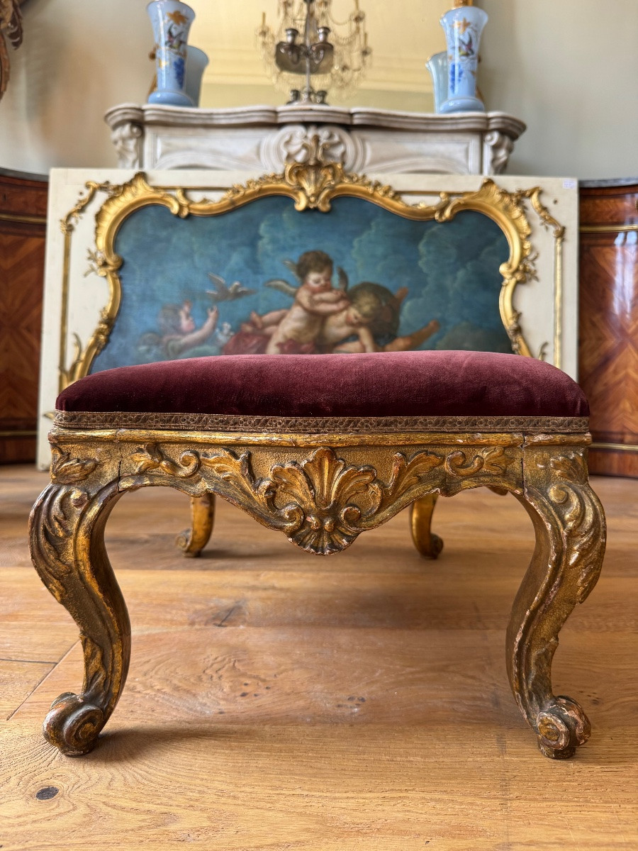 18th Century Italian Giltwood Footstool-photo-2