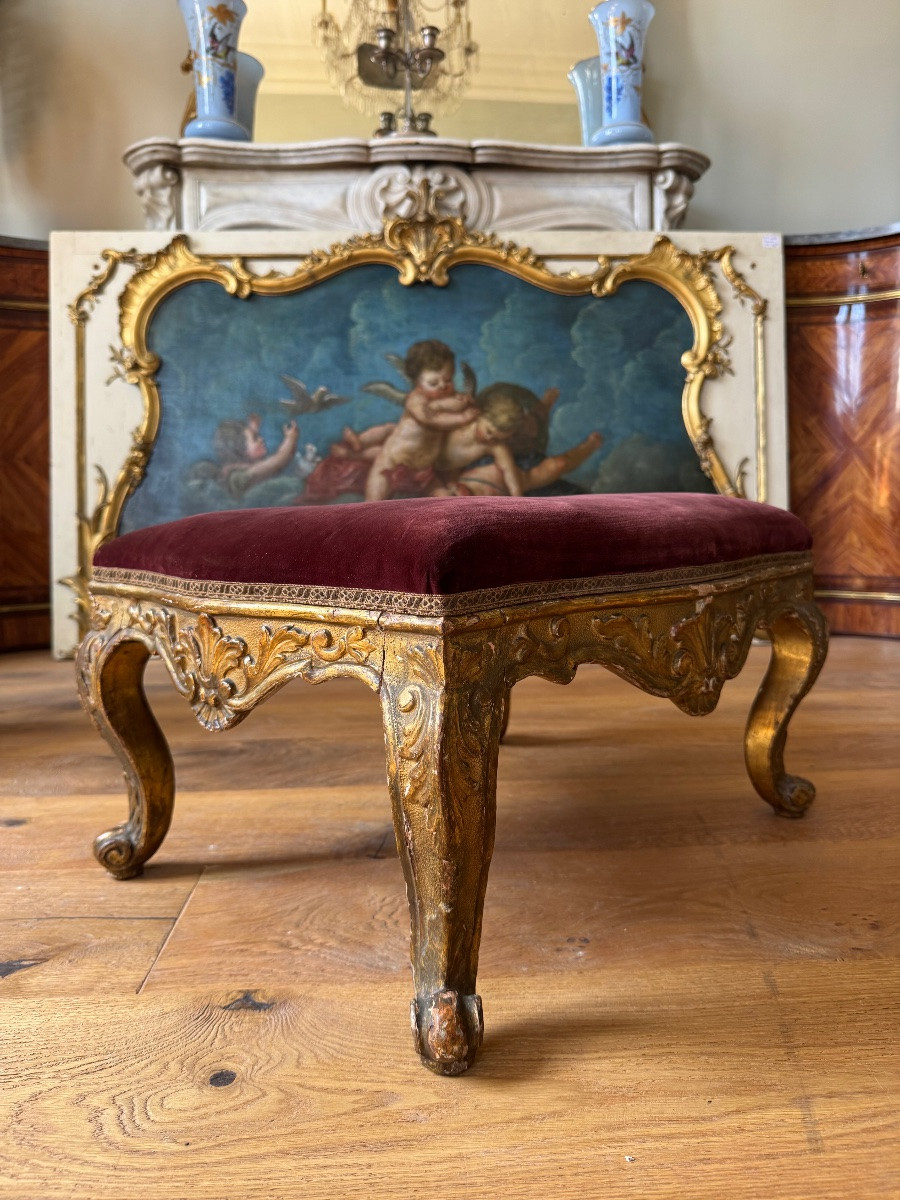 18th Century Italian Giltwood Footstool-photo-4
